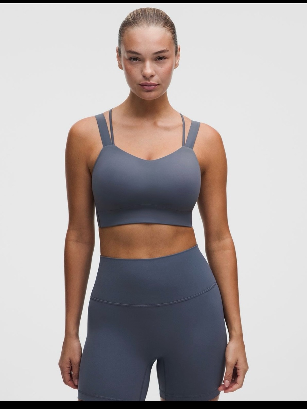 lululemon like a cloud long line Bra in Slate Gray